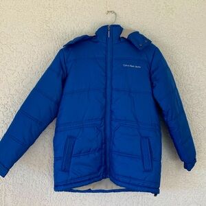 Calvin Klein Jeans new without tags blue puffer jacket with removable hood